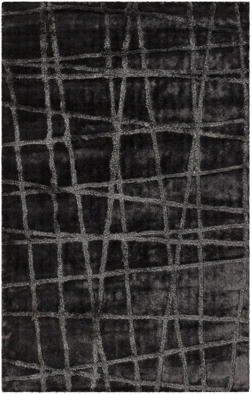 Black Hand Woven 100% Polyester Modern Rectangle Handmade rug, Indoor use only, no fringe, non-washable. runner also available