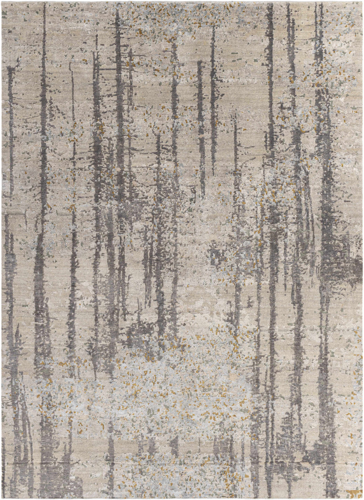 Black Hand Knotted 80% Viscose, 20% Wool Modern Rectangle Handmade rug, Indoor use only, no fringe, non-washable.