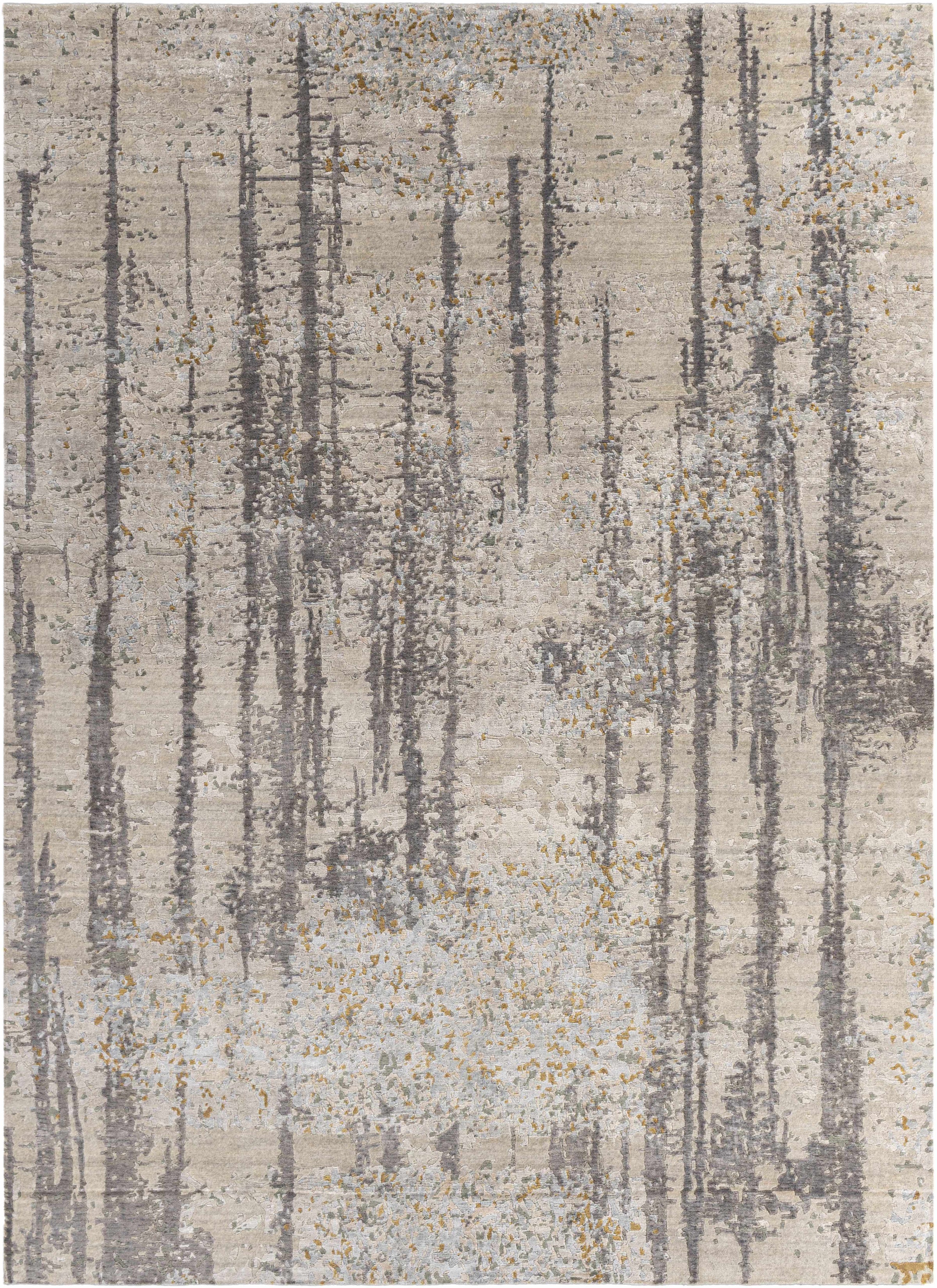 Black Hand Knotted 80% Viscose, 20% Wool Modern Rectangle Handmade rug, Indoor use only, no fringe, non-washable.