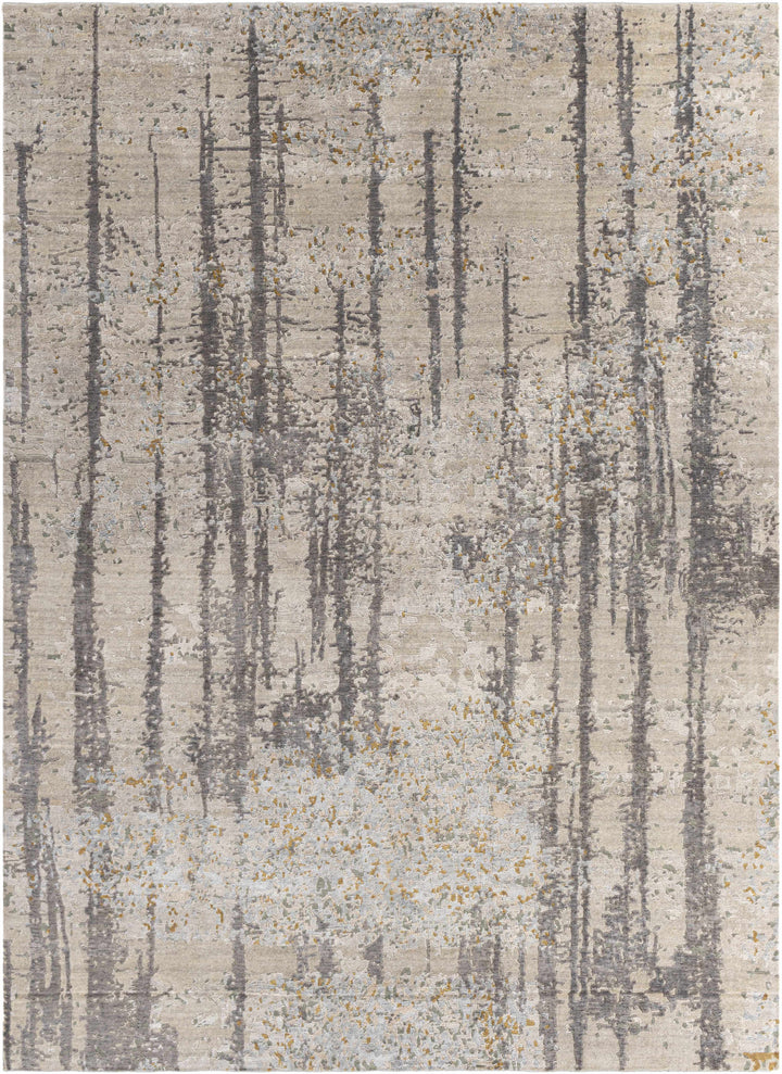 Black Hand Knotted 80% Viscose, 20% Wool Modern Rectangle Handmade rug, Indoor use only, no fringe, non-washable.