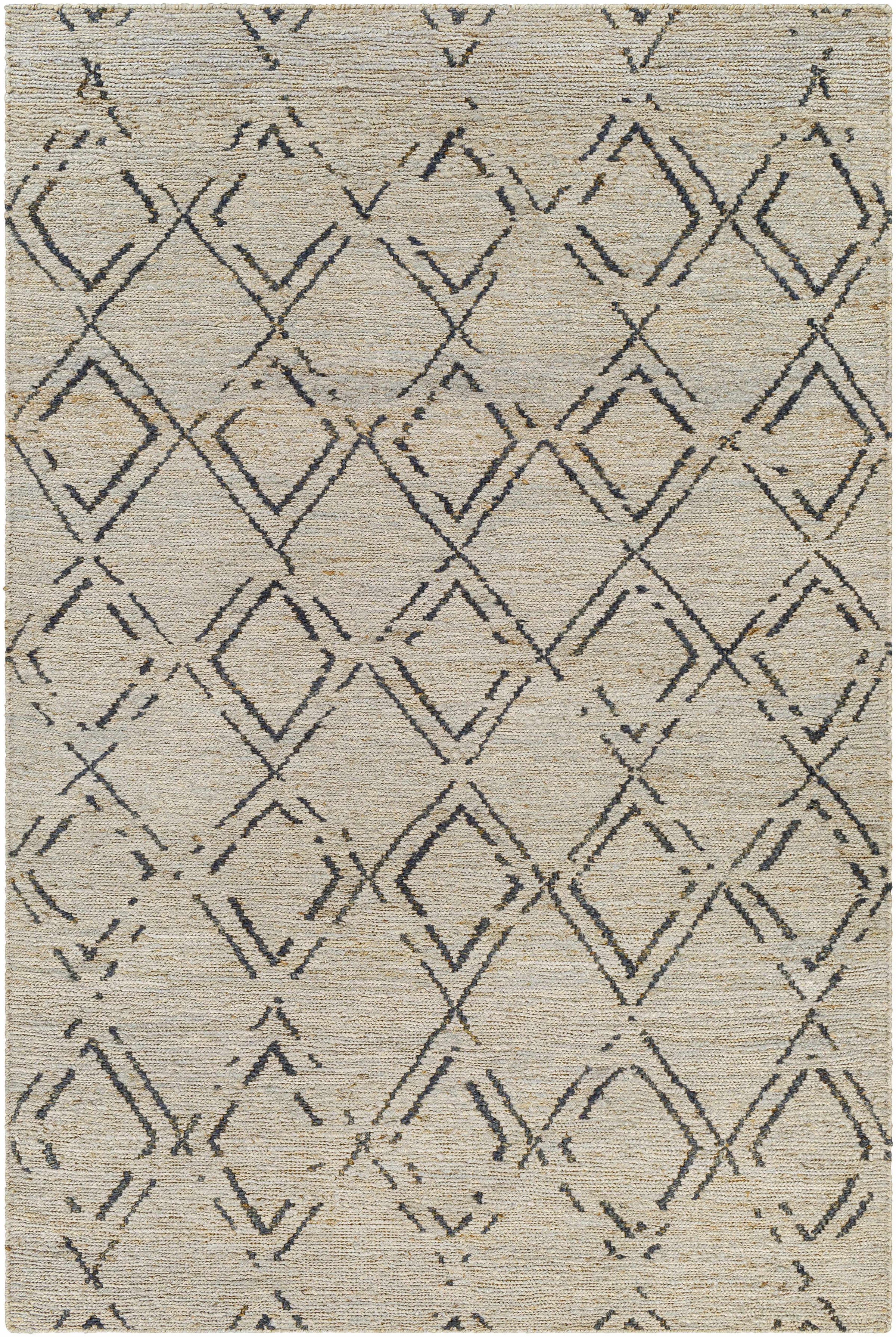 Medium Gray Hand Woven 100% Jute Cottage Rectangle Handmade rug, Indoor use only, no fringe, non-washable.