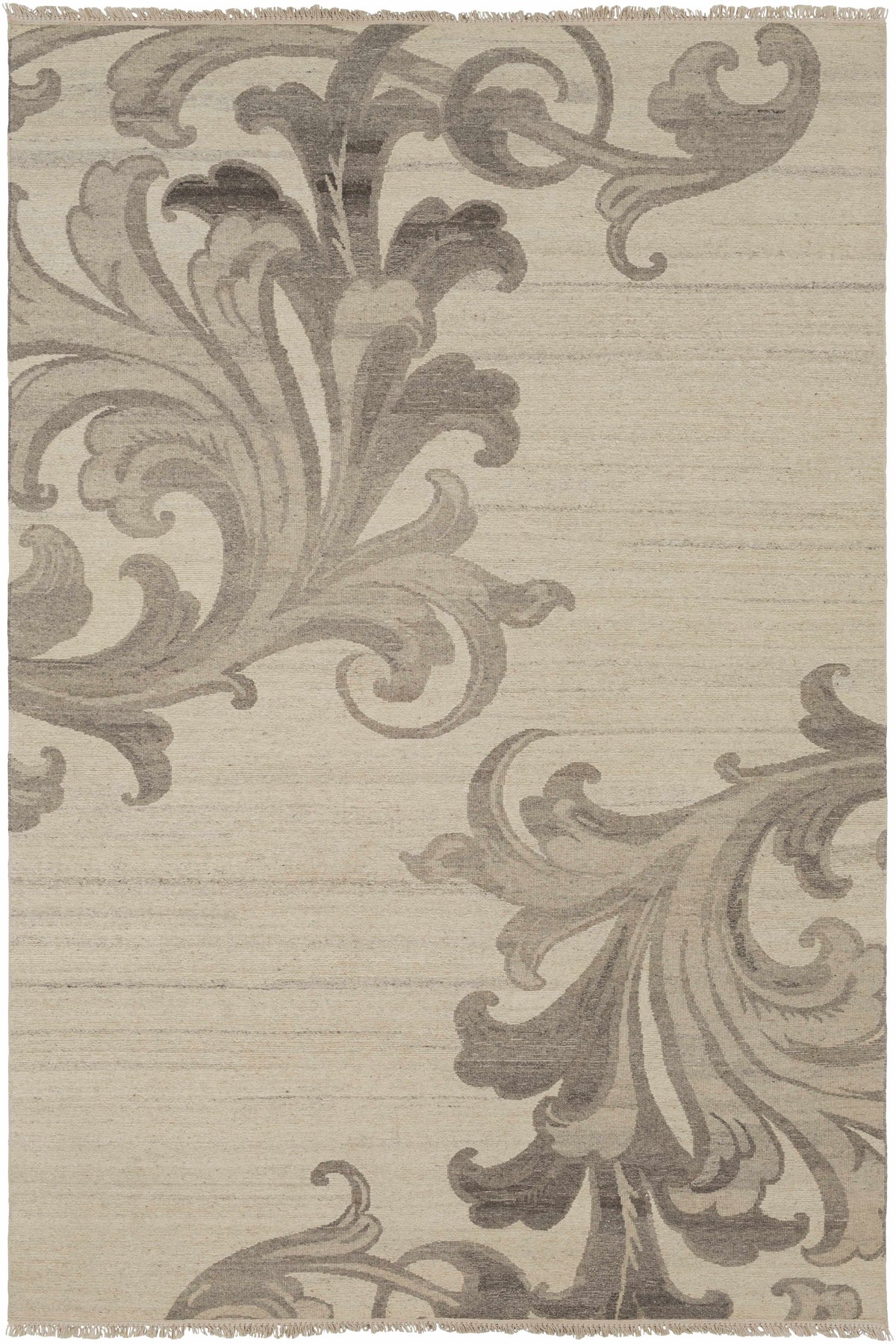 Medium Brown Hand Knotted 100% Wool Modern Rectangle Handmade rug, Indoor use only, has fringe, non-washable.
