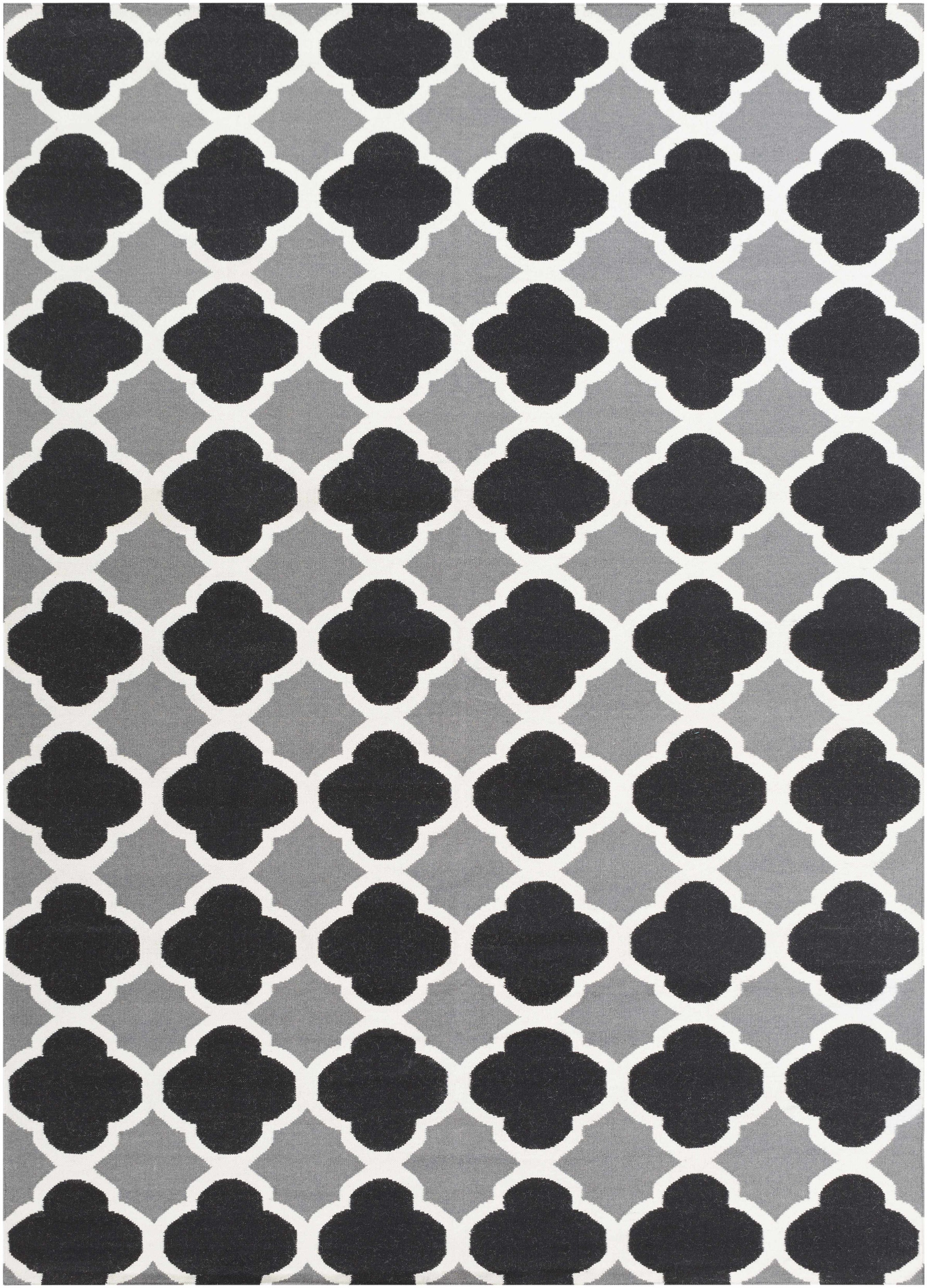 Black Hand Woven 100% Wool Modern Rectangle Handmade rug, Indoor use only, no fringe, non-washable.