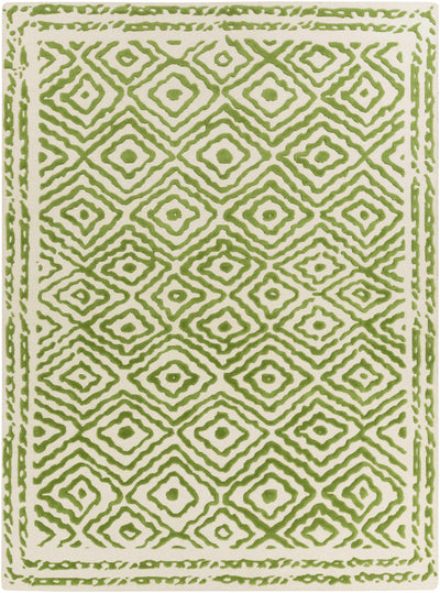 Grass Green Hand Knotted 100% Wool Traditional Rectangle Handmade rug, Indoor use only, no fringe, non-washable. runner also available
