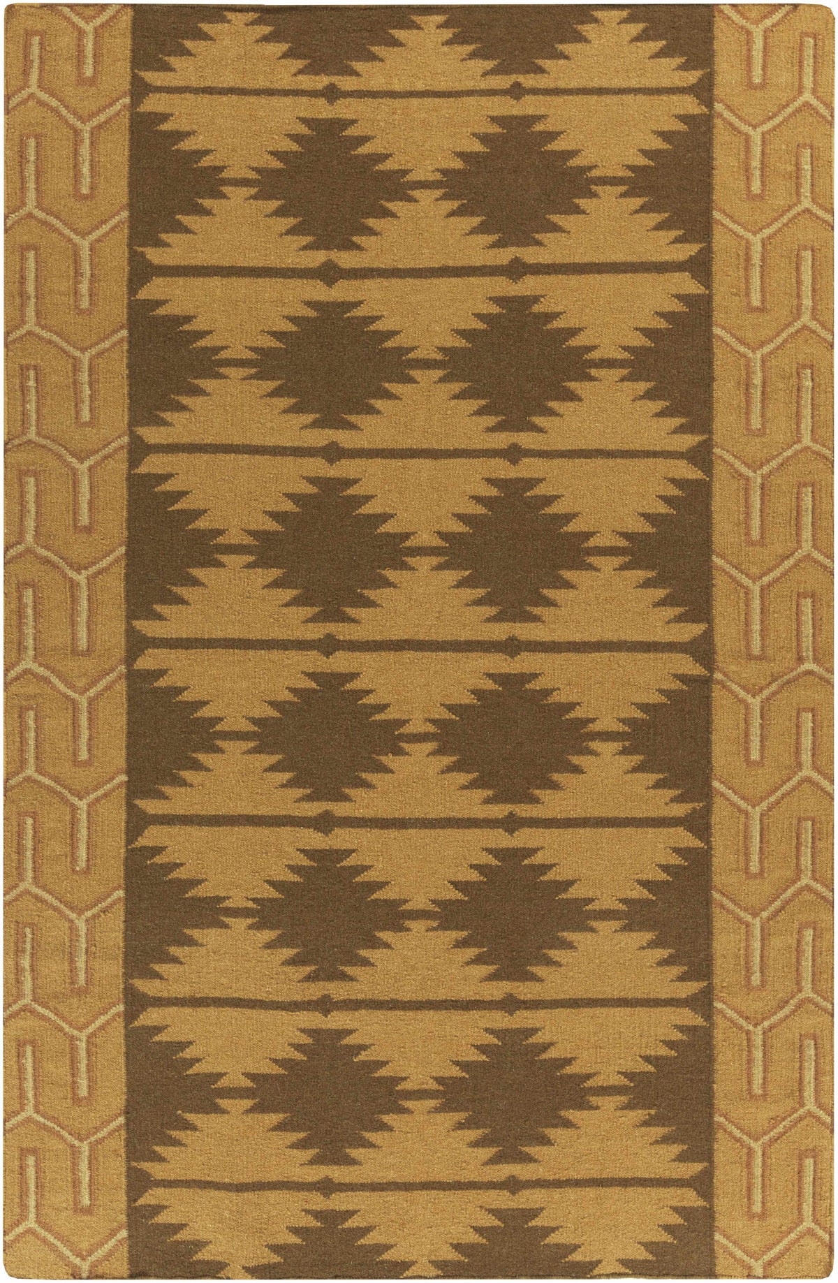 Medium Brown Hand Woven 100% Wool Modern Rectangle Handmade rug, Indoor use only, no fringe, non-washable. runner also available