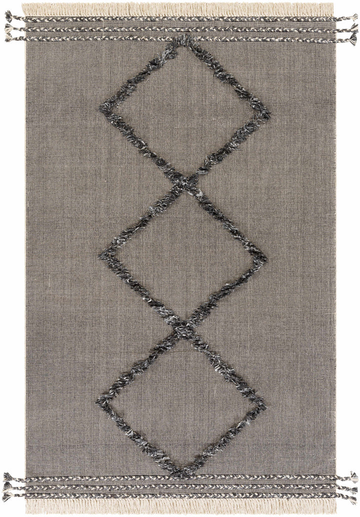 Off-White Hand Woven 60% Cotton, 40% Polyester Cottage Rectangle Handmade rug, Indoor use only, has fringe, non-washable.