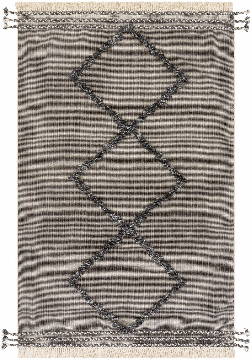 Off-White Hand Woven 60% Cotton, 40% Polyester Cottage Rectangle Handmade rug, Indoor use only, has fringe, non-washable.