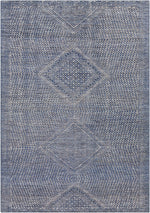 Dark Blue Hand Knotted 90% Viscose, 10% Wool Global Rectangle Handmade rug, Indoor use only, no fringe, non-washable. runner also available