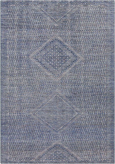 Dark Blue Hand Knotted 90% Viscose, 10% Wool Global Rectangle Handmade rug, Indoor use only, no fringe, non-washable. runner also available