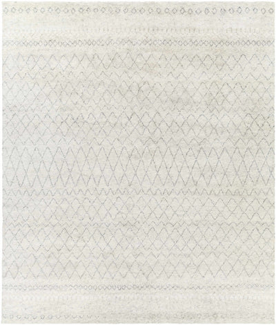 Light Gray Hand Knotted 70% Viscose, 30% Wool Global Rectangle Handmade rug, Indoor use only, no fringe, non-washable. runner also available