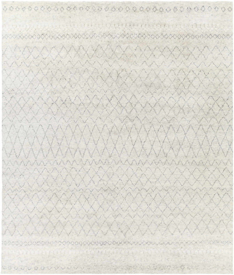 Light Gray Hand Knotted 70% Viscose, 30% Wool Global Rectangle Handmade rug, Indoor use only, no fringe, non-washable. runner also available