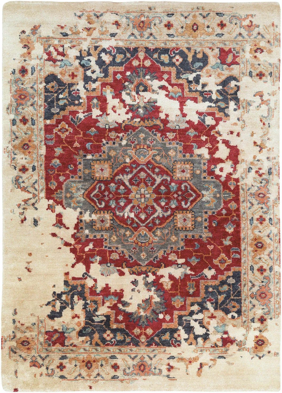 Beige Hand Knotted 100% Jute Traditional Rectangle Handmade rug, Indoor use only, no fringe, non-washable.