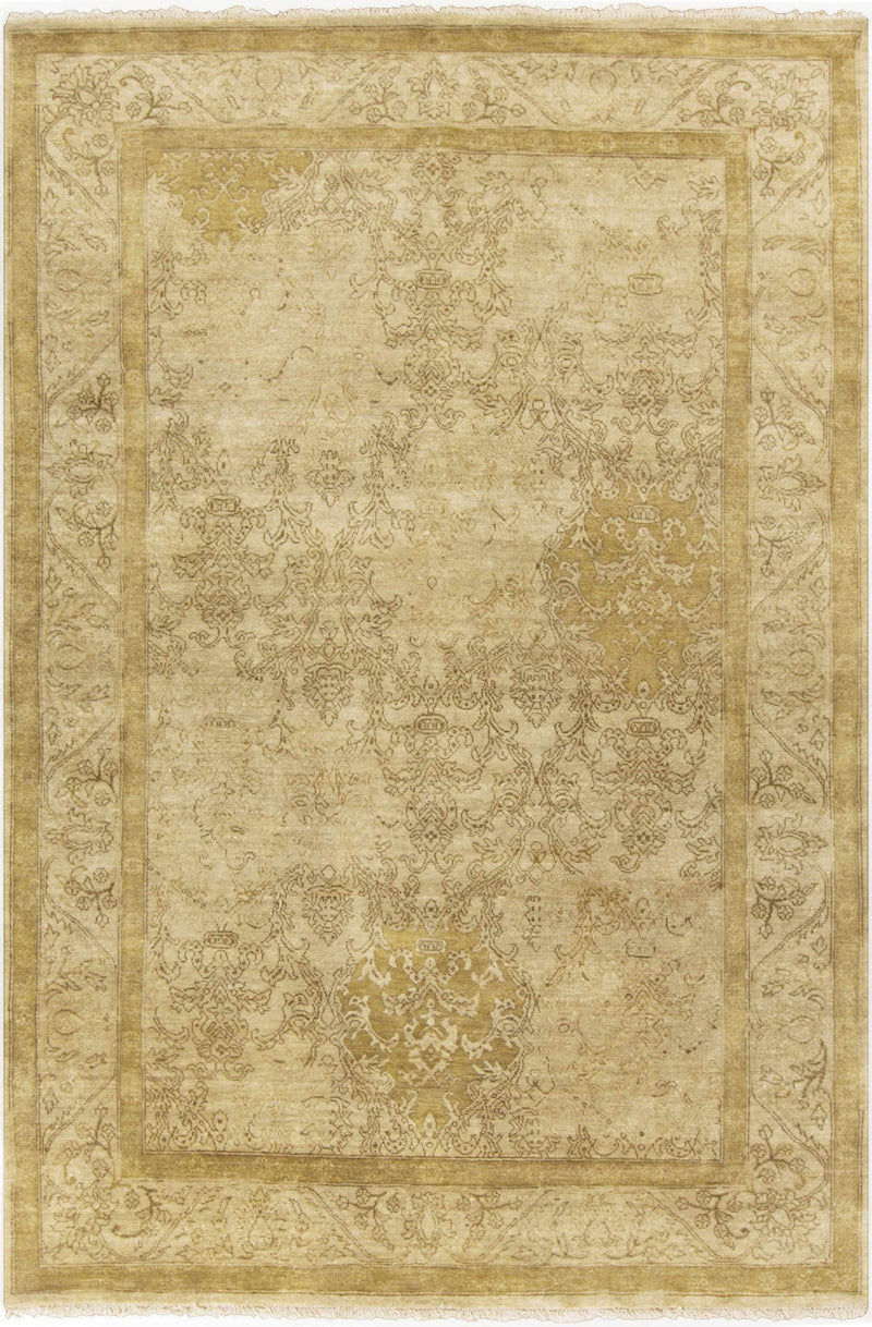 Tan Hand Knotted 100% NZ Wool Traditional Rectangle Handmade rug, Indoor use only, has fringe, non-washable.