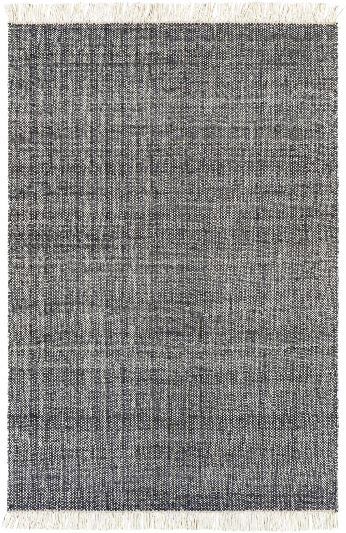 Charcoal Hand Woven 100% Wool Modern Rectangle Handmade rug, Indoor use only, has fringe, non-washable. runner also available