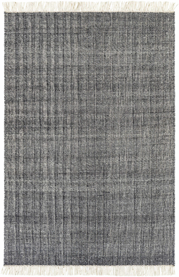 Charcoal Hand Woven 100% Wool Modern Rectangle Handmade rug, Indoor use only, has fringe, non-washable. runner also available