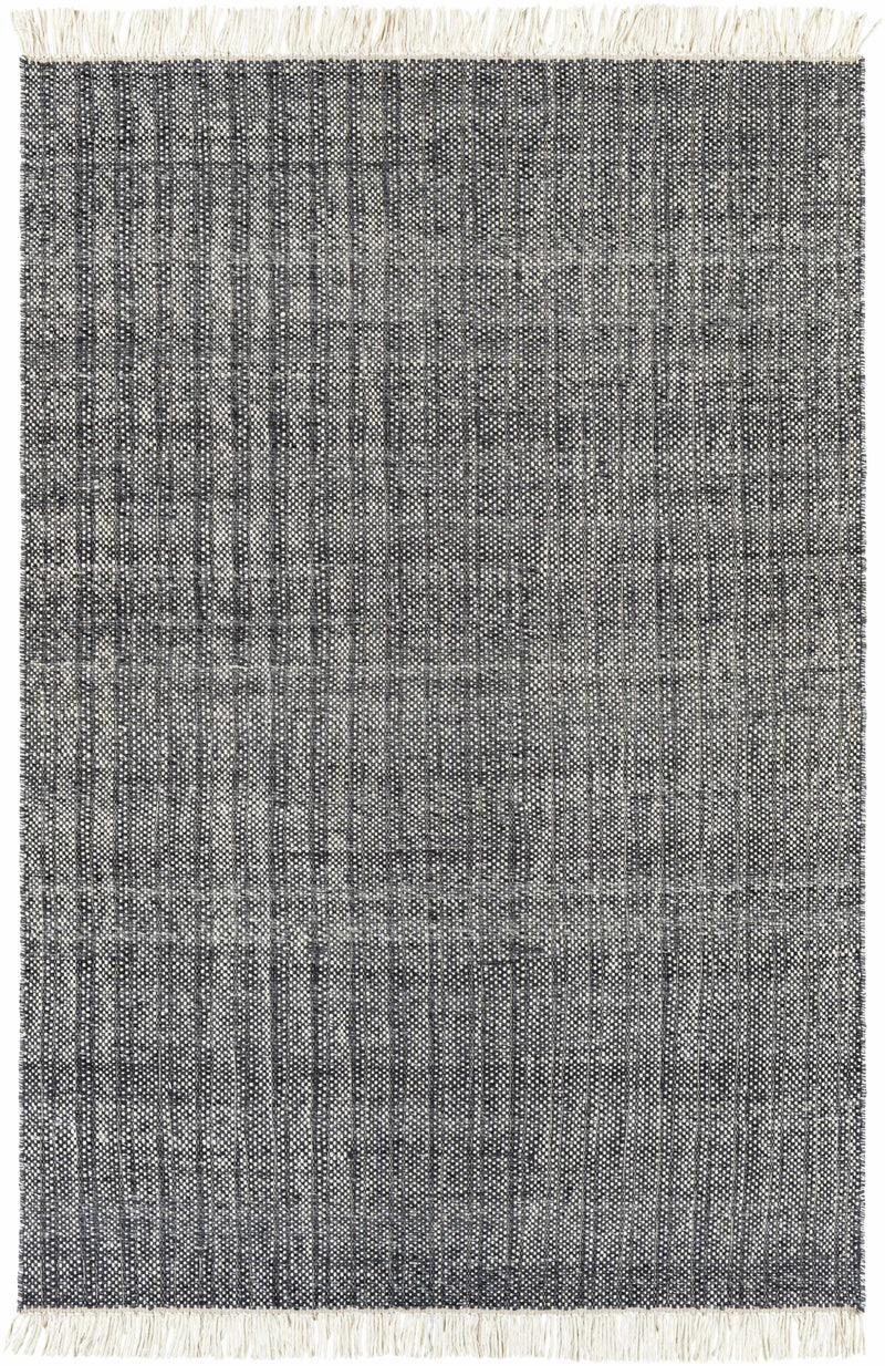 Charcoal Hand Woven 100% Wool Modern Rectangle Handmade rug, Indoor use only, has fringe, non-washable. runner also available
