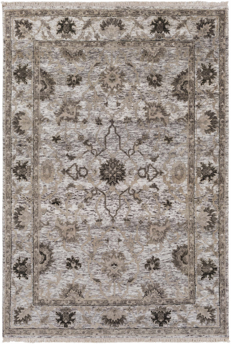 Light Olive Hand Knotted 60% Wool, 40% Viscose Traditional Rectangle Handmade rug, Indoor use only, has fringe, non-washable.