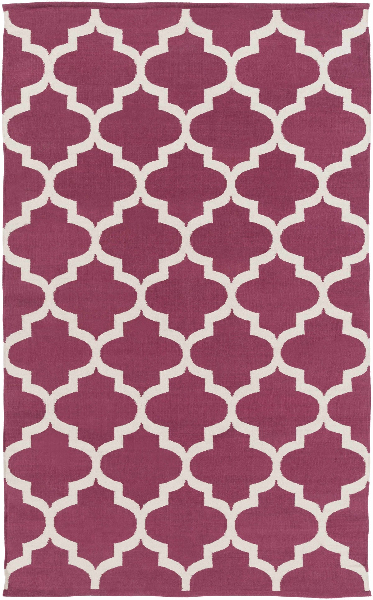 Magenta Hand Woven 100% Cotton Modern Rectangle Handmade rug, Indoor use only, no fringe, non-washable.