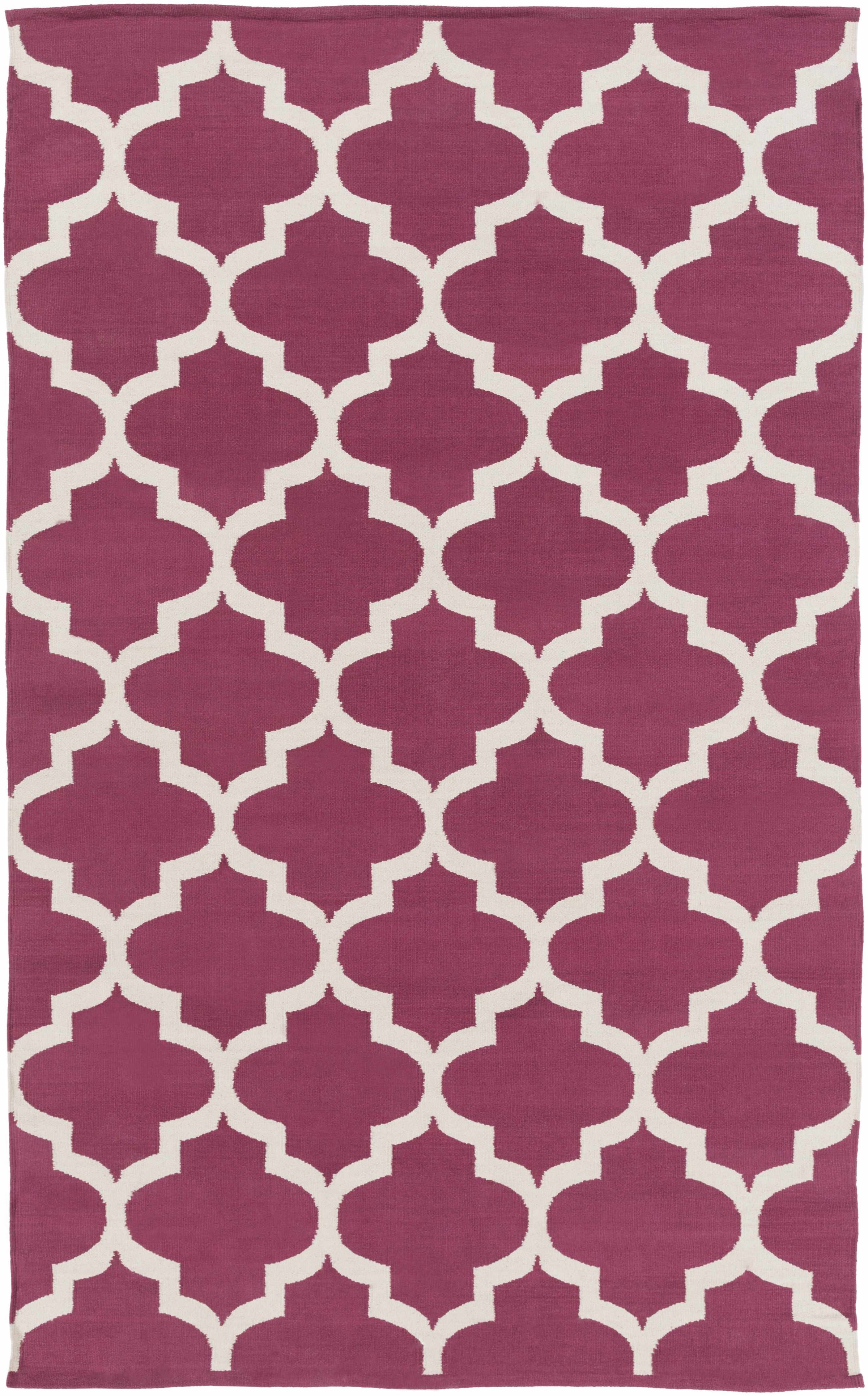 Magenta Hand Woven 100% Cotton Modern Rectangle Handmade rug, Indoor use only, no fringe, non-washable.