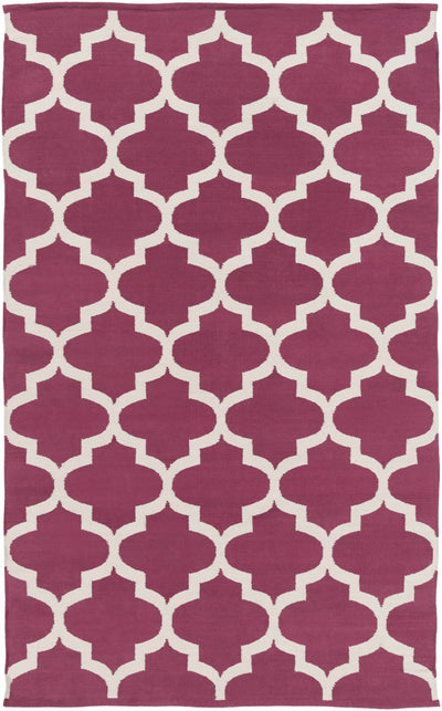 Magenta Hand Woven 100% Cotton Modern Rectangle Handmade rug, Indoor use only, no fringe, non-washable.