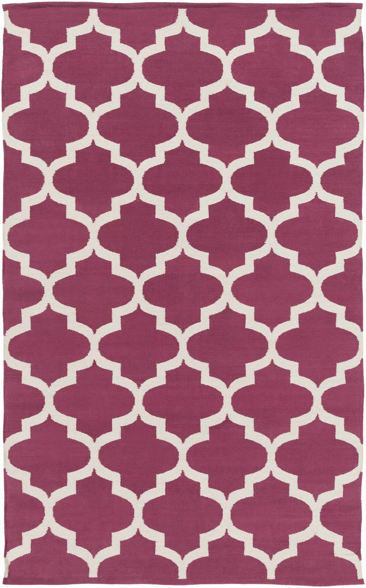 Magenta Hand Woven 100% Cotton Modern Rectangle Handmade rug, Indoor use only, no fringe, non-washable.