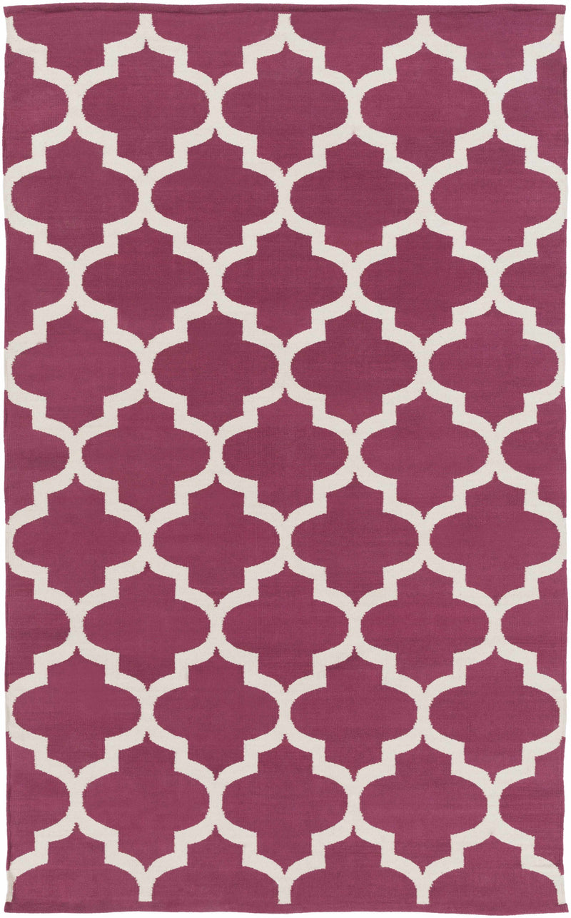 Magenta Hand Woven 100% Cotton Modern Rectangle Handmade rug, Indoor use only, no fringe, non-washable.