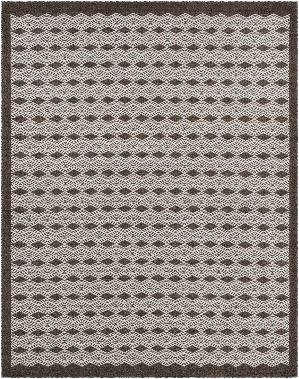 Charcoal Hand Woven 100% Wool Traditional Rectangle Handmade rug, Indoor use only, no fringe, non-washable.