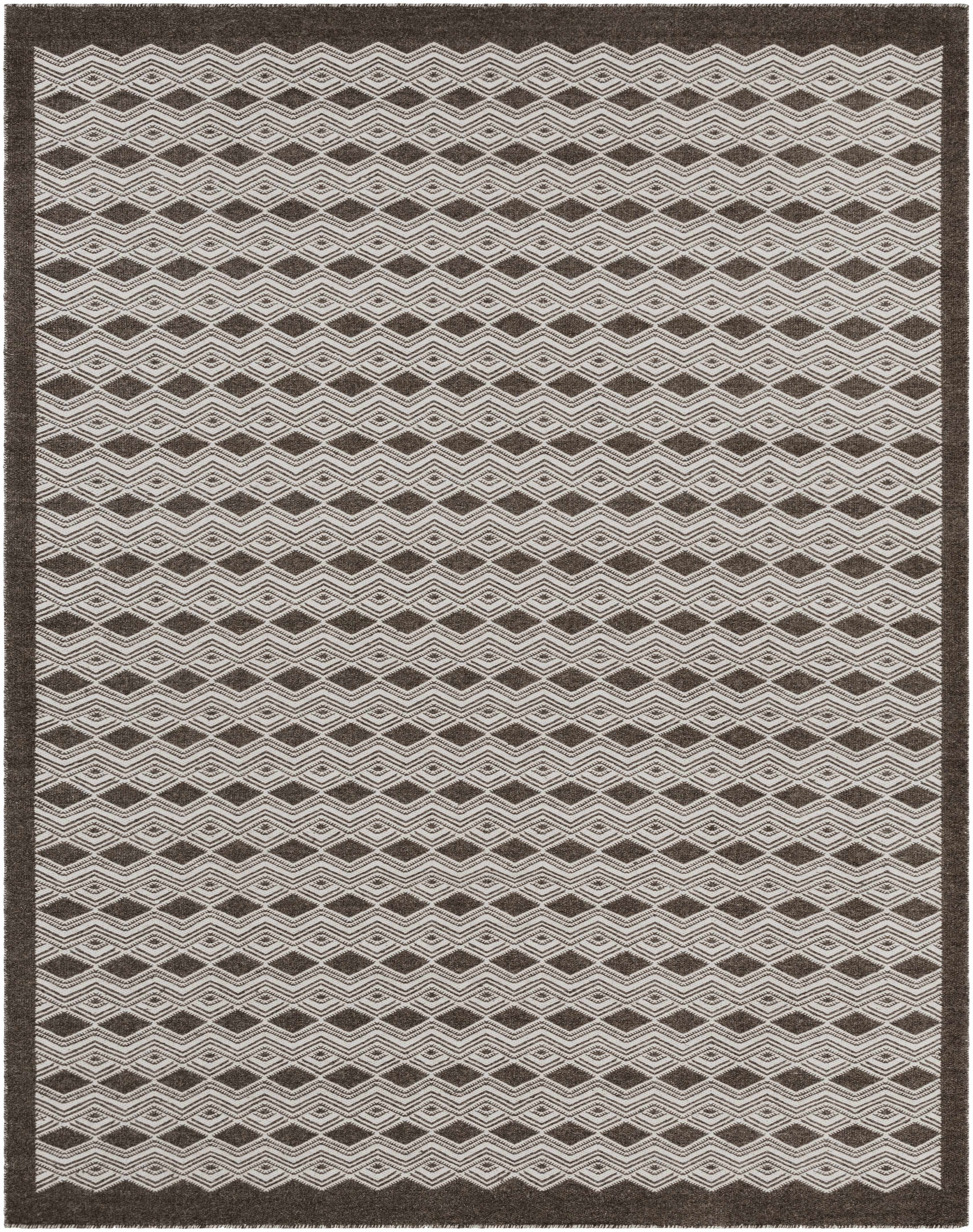 Charcoal Hand Woven 100% Wool Traditional Rectangle Handmade rug, Indoor use only, no fringe, non-washable.