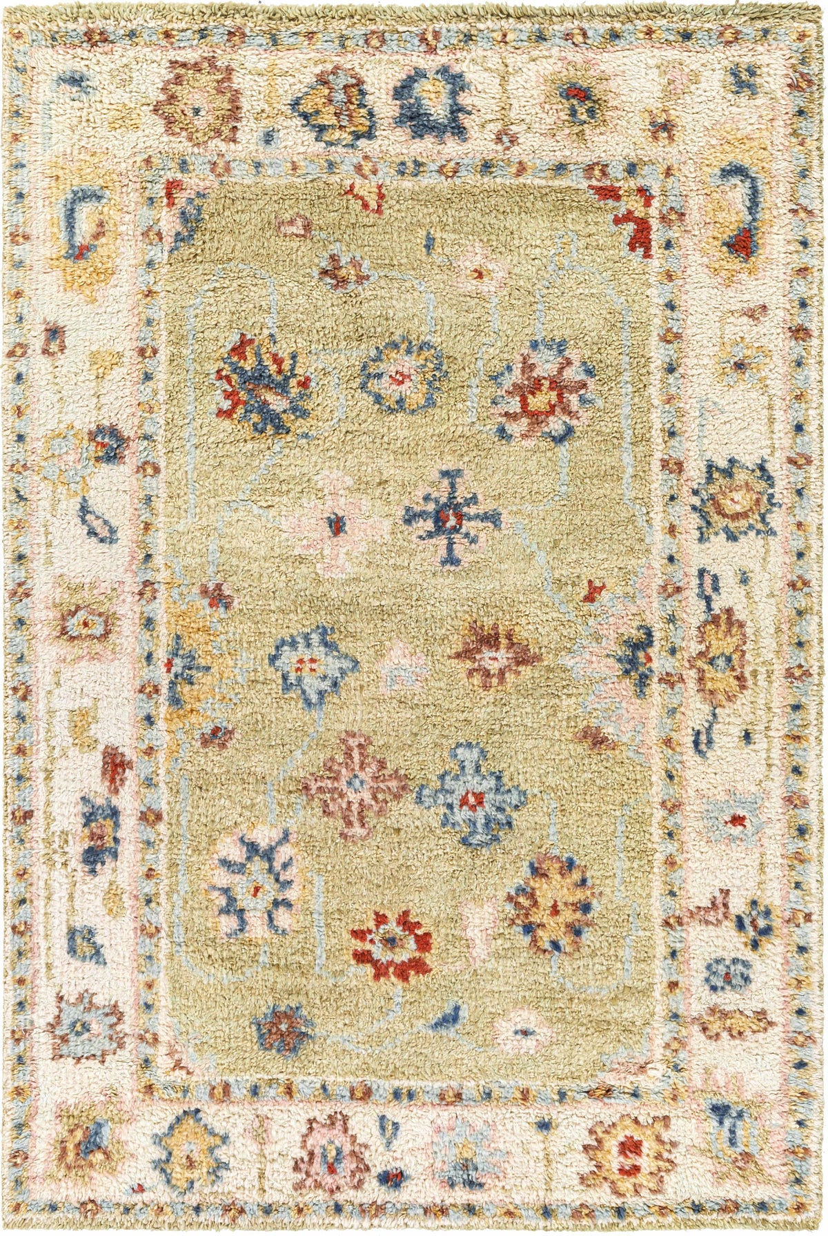 Light Sage Hand Knotted 100% Wool Traditional Rectangle Handmade rug, Indoor use only, no fringe, non-washable. runner also available