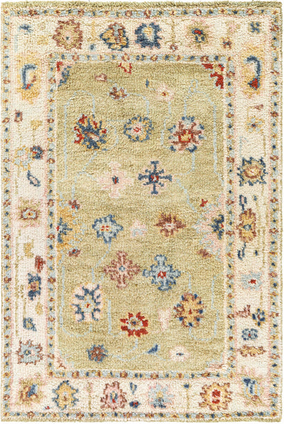 Light Sage Hand Knotted 100% Wool Traditional Rectangle Handmade rug, Indoor use only, no fringe, non-washable. runner also available