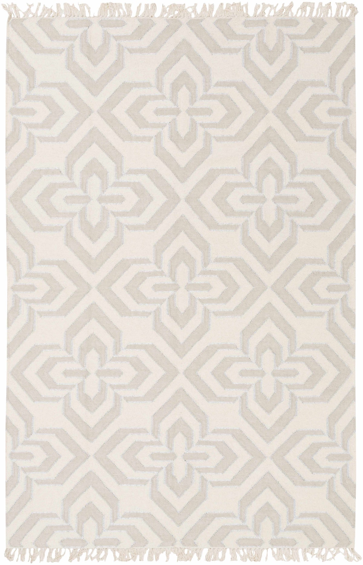 Ivory Hand Woven 90% Wool, 10% Metallic Thread Modern Rectangle Handmade rug, Indoor use only, no fringe, non-washable. runner also available