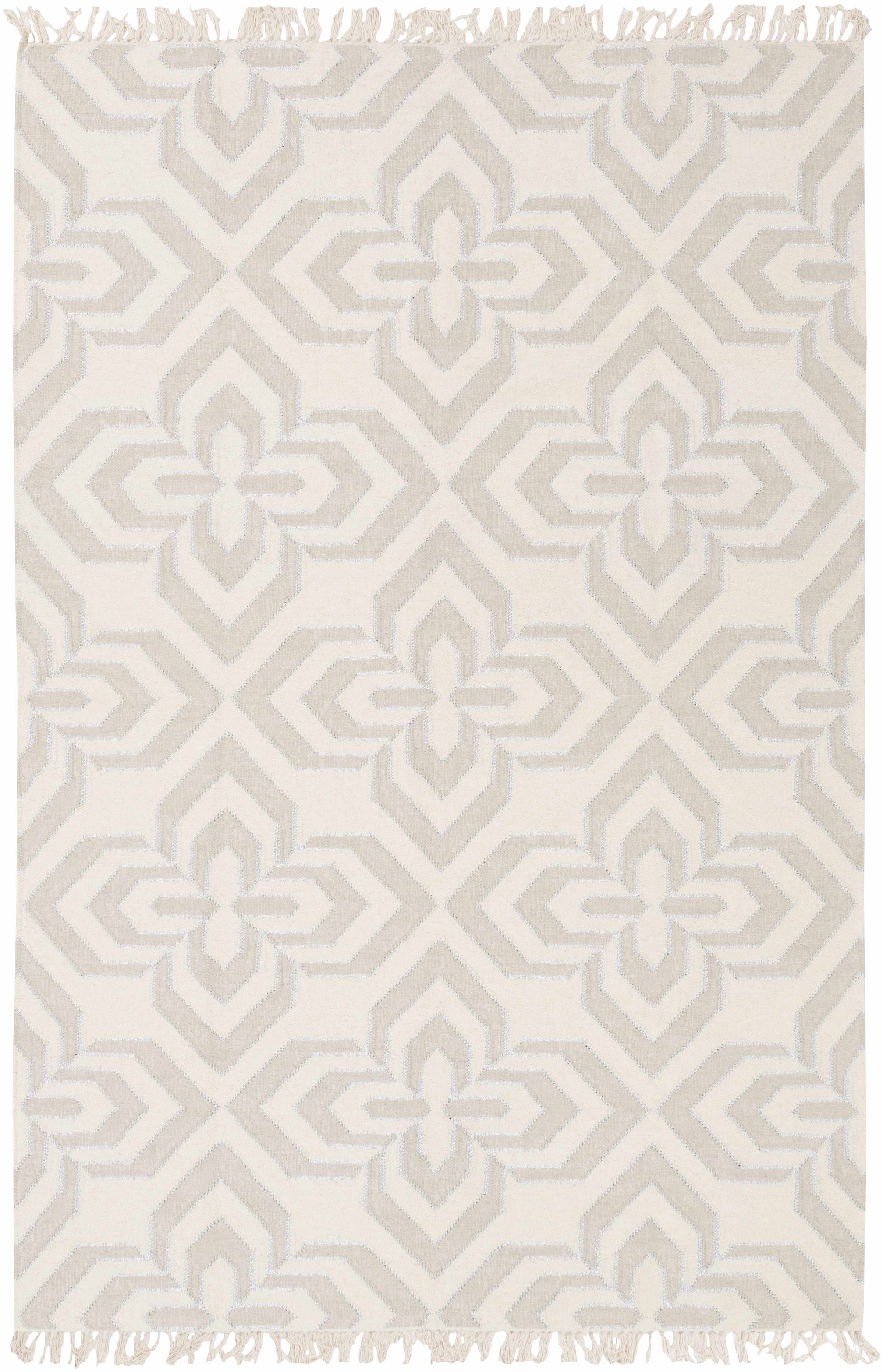 Ivory Hand Woven 90% Wool, 10% Metallic Thread Modern Rectangle Handmade rug, Indoor use only, no fringe, non-washable. runner also available