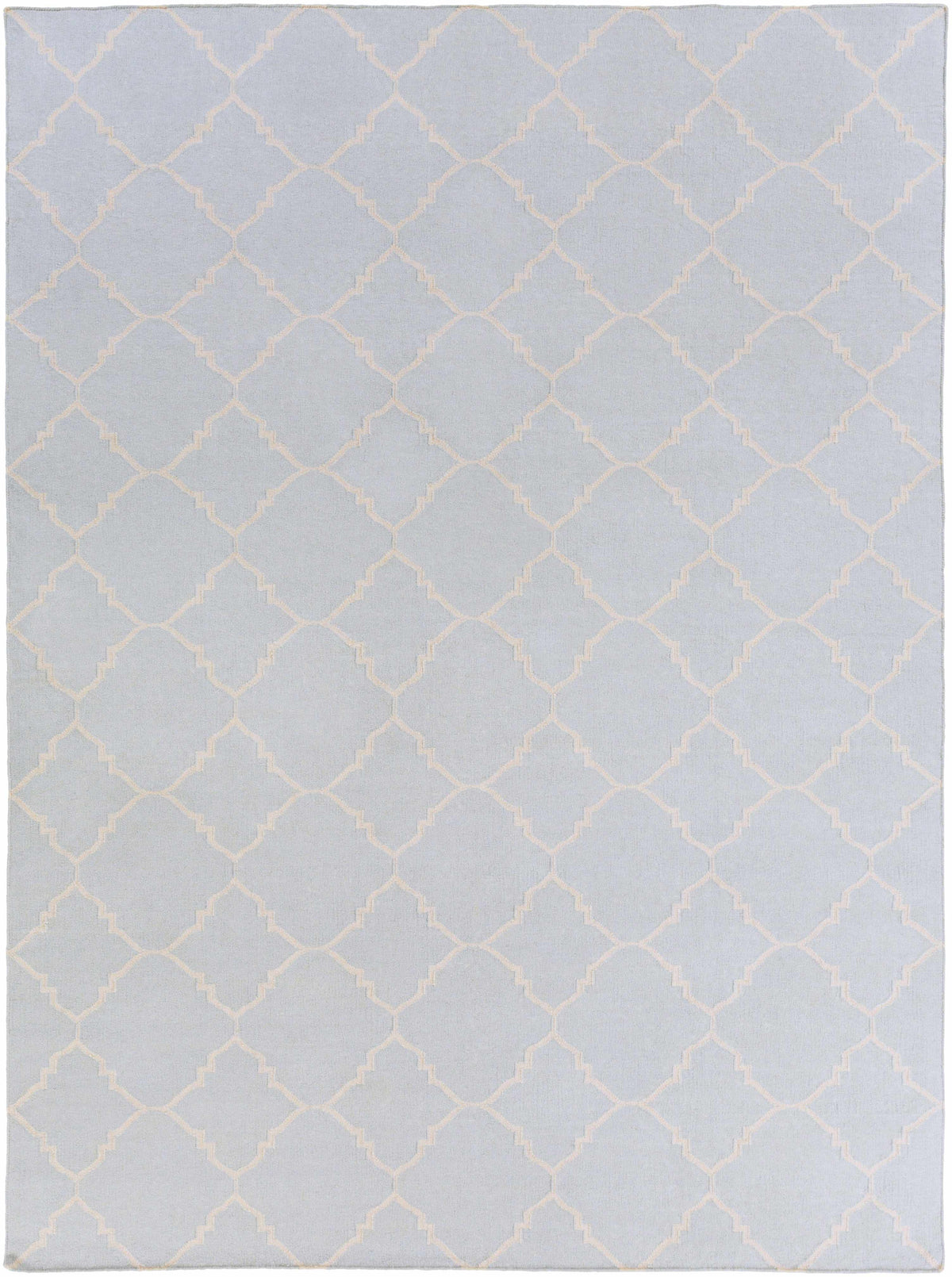 Pale Blue Hand Woven 100% Wool Modern Rectangle Handmade rug, Indoor use only, no fringe, non-washable.