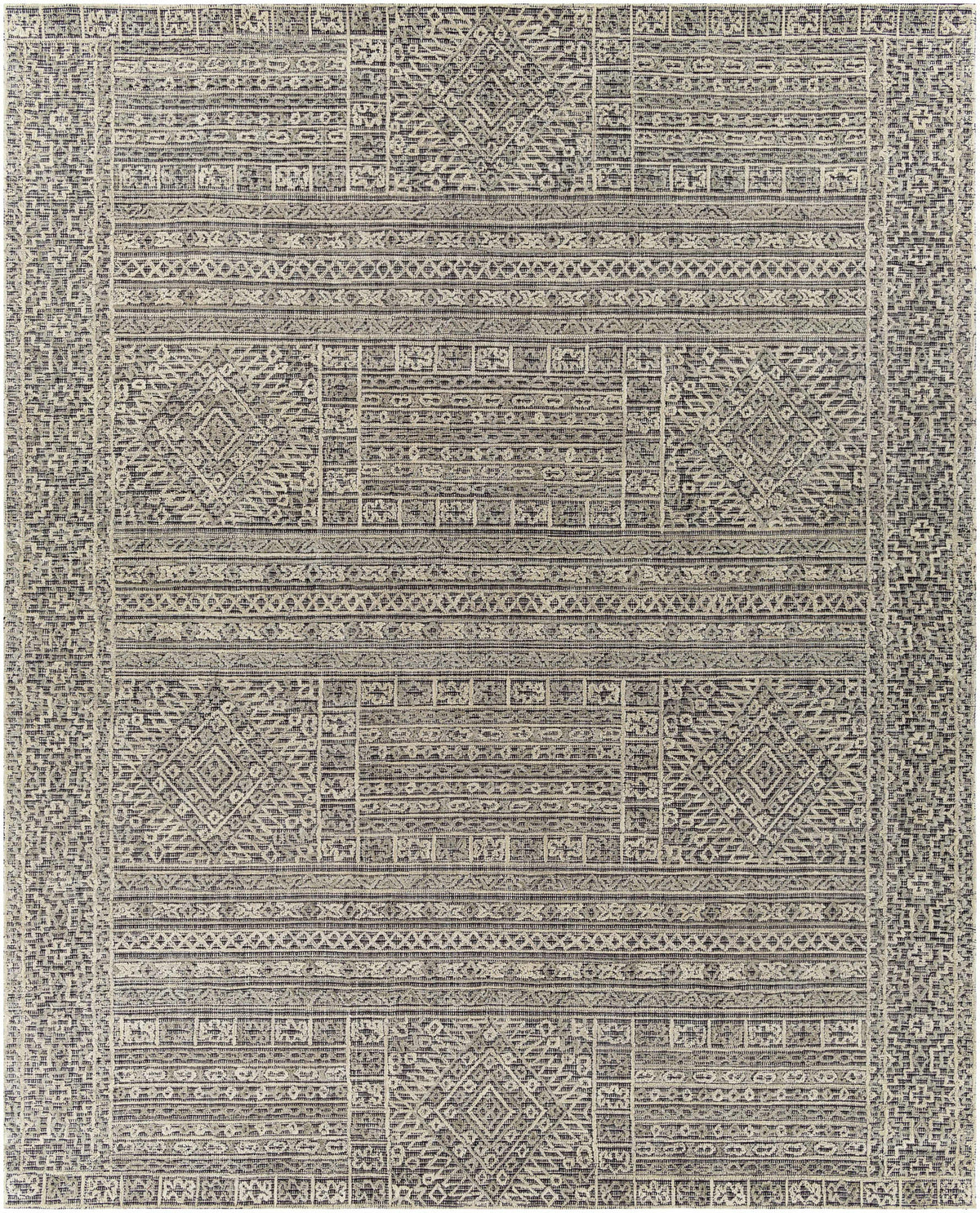 Black Hand Tufted 100% Wool Global Rectangle Handmade rug, Indoor use only, no fringe, non-washable. runner also available
