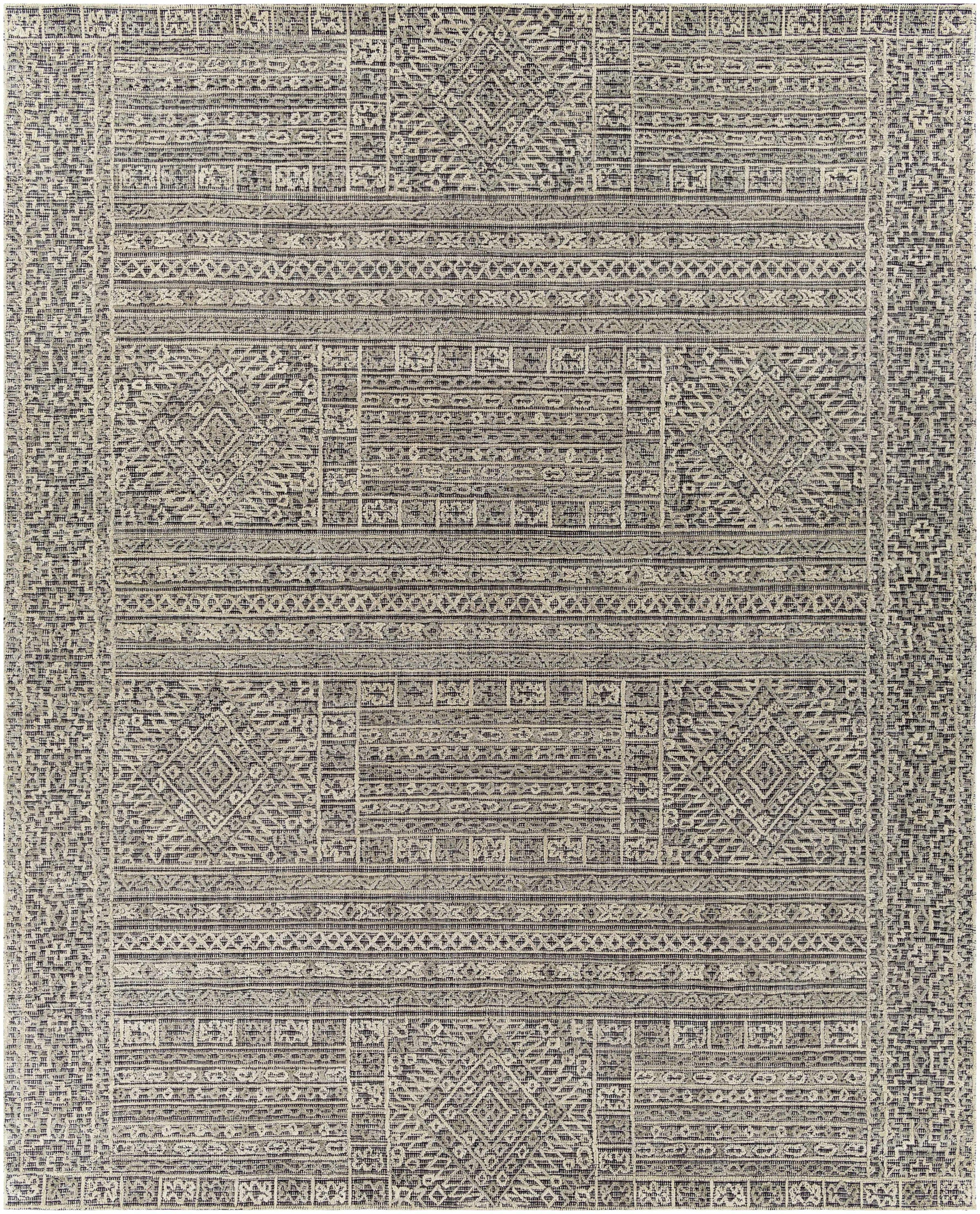 Black Hand Tufted 100% Wool Global Rectangle Handmade rug, Indoor use only, no fringe, non-washable. runner also available