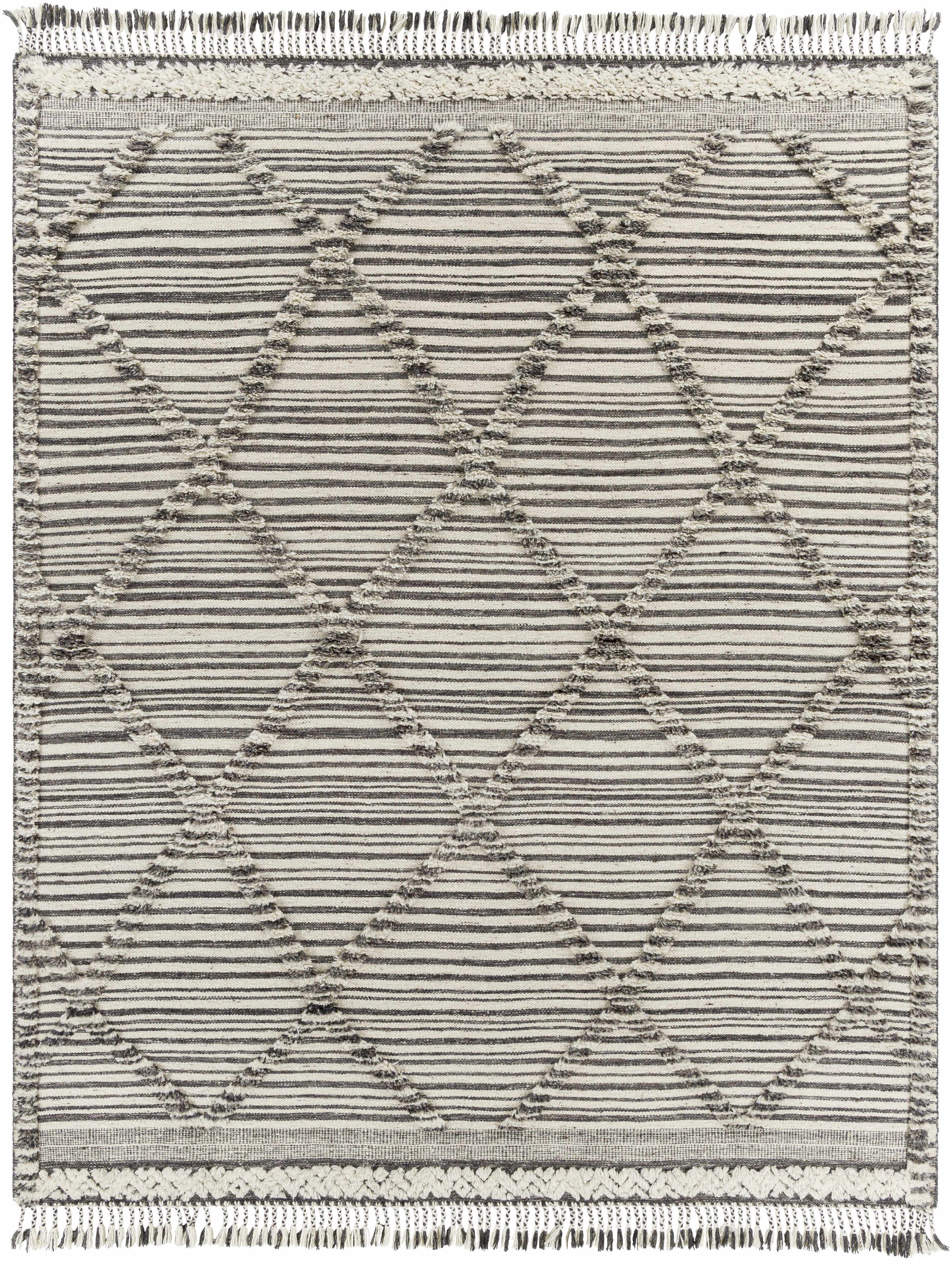 Ivory Hand Knotted 100% Wool Global Rectangle Handmade rug, Indoor use only, has fringe, non-washable. runner also available