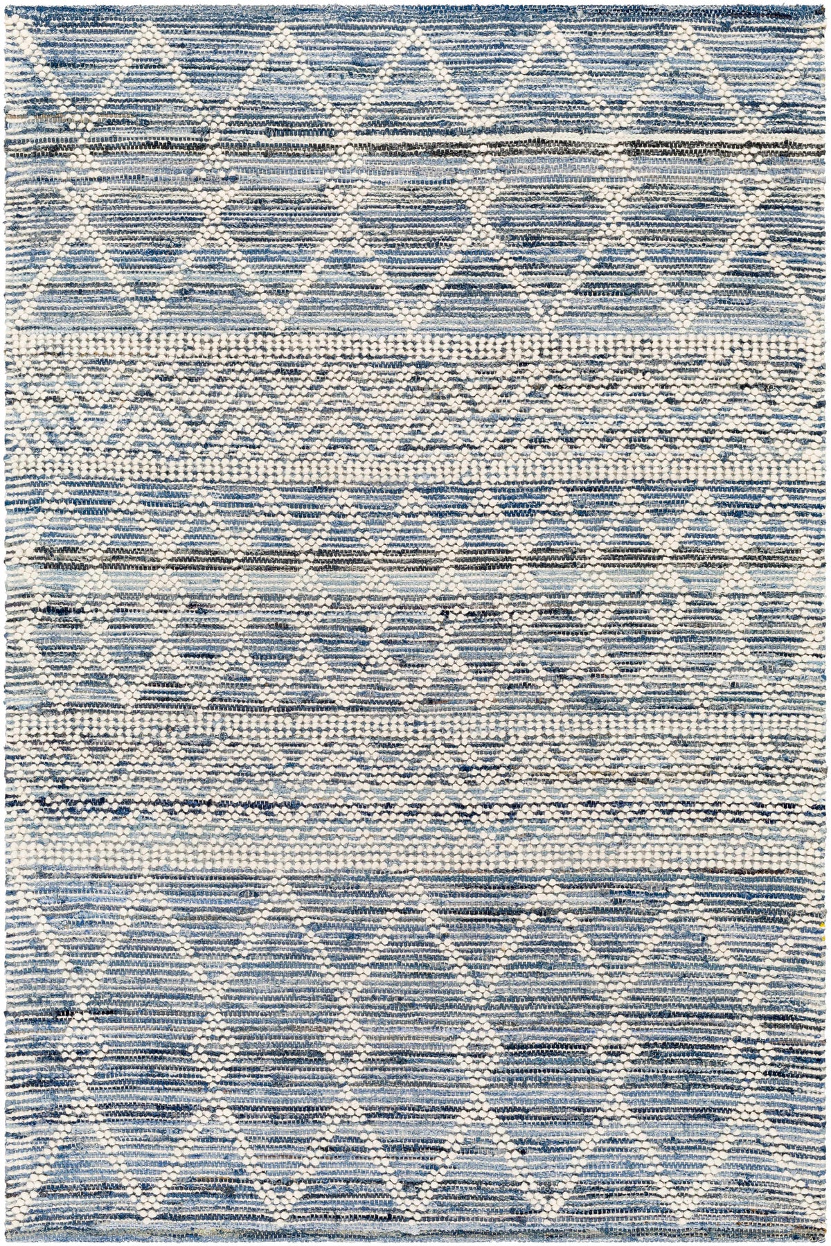 Ivory Hand Woven 70% Cotton, 30% Wool Global Rectangle Handmade rug, Indoor use only, no fringe, non-washable. runner also available