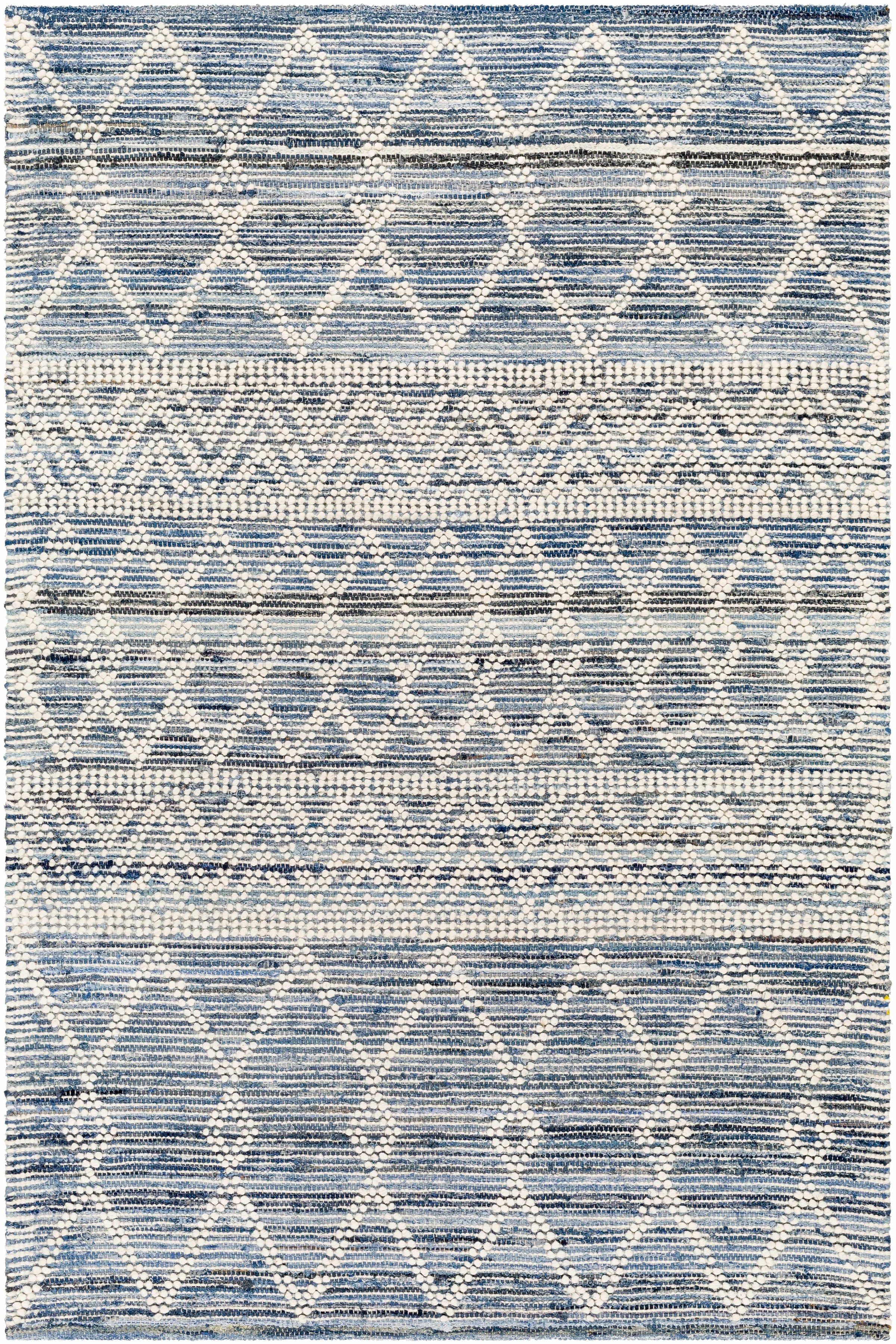 Ivory Hand Woven 70% Cotton, 30% Wool Global Rectangle Handmade rug, Indoor use only, no fringe, non-washable. runner also available