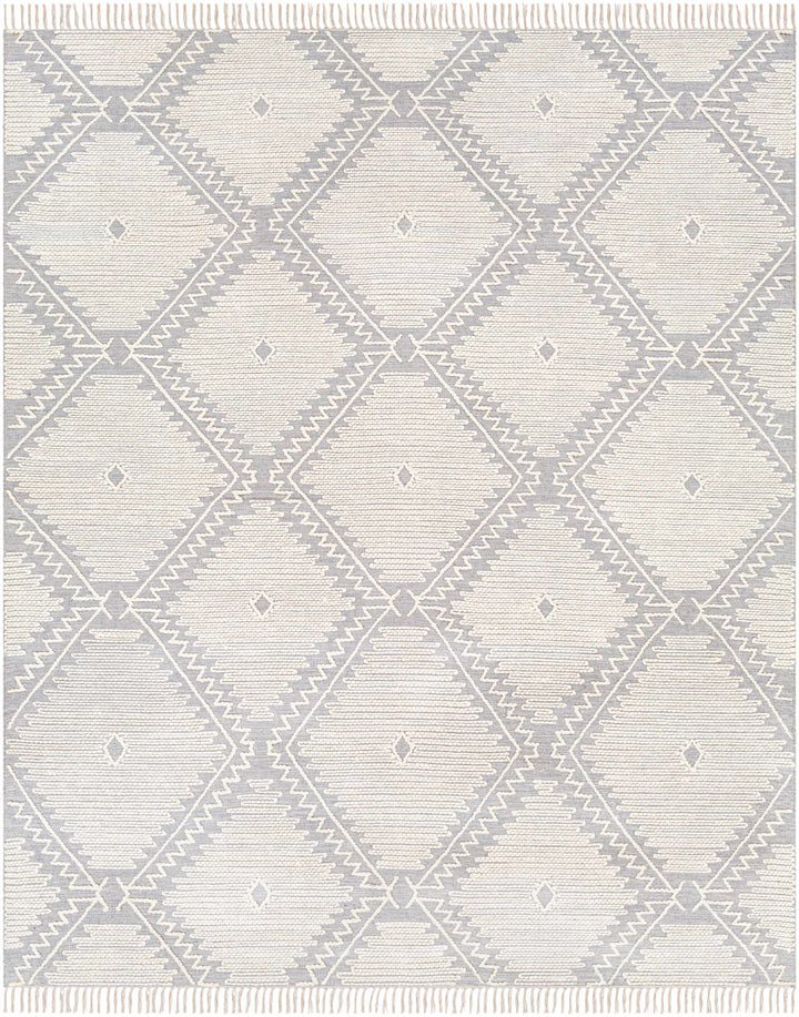Slate Hand Woven 70% Cotton, 30% Wool Global Rectangle Handmade rug, Indoor use only, has fringe, non-washable. runner also available