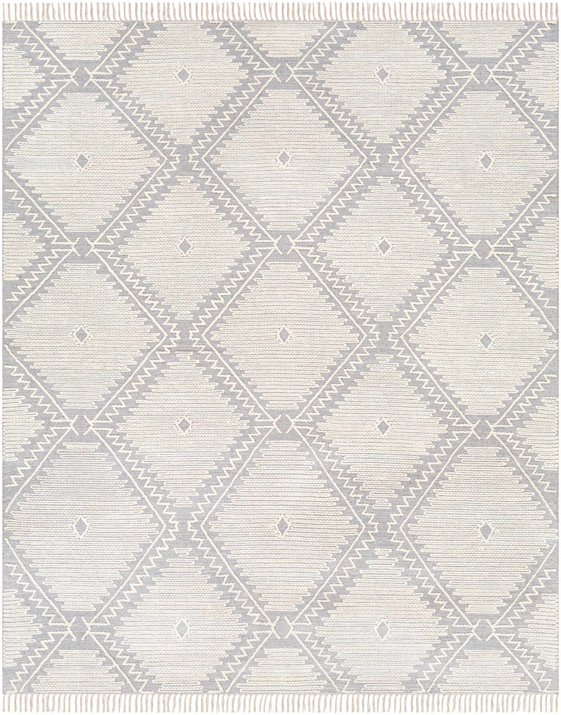 Slate Hand Woven 70% Cotton, 30% Wool Global Rectangle Handmade rug, Indoor use only, has fringe, non-washable. runner also available