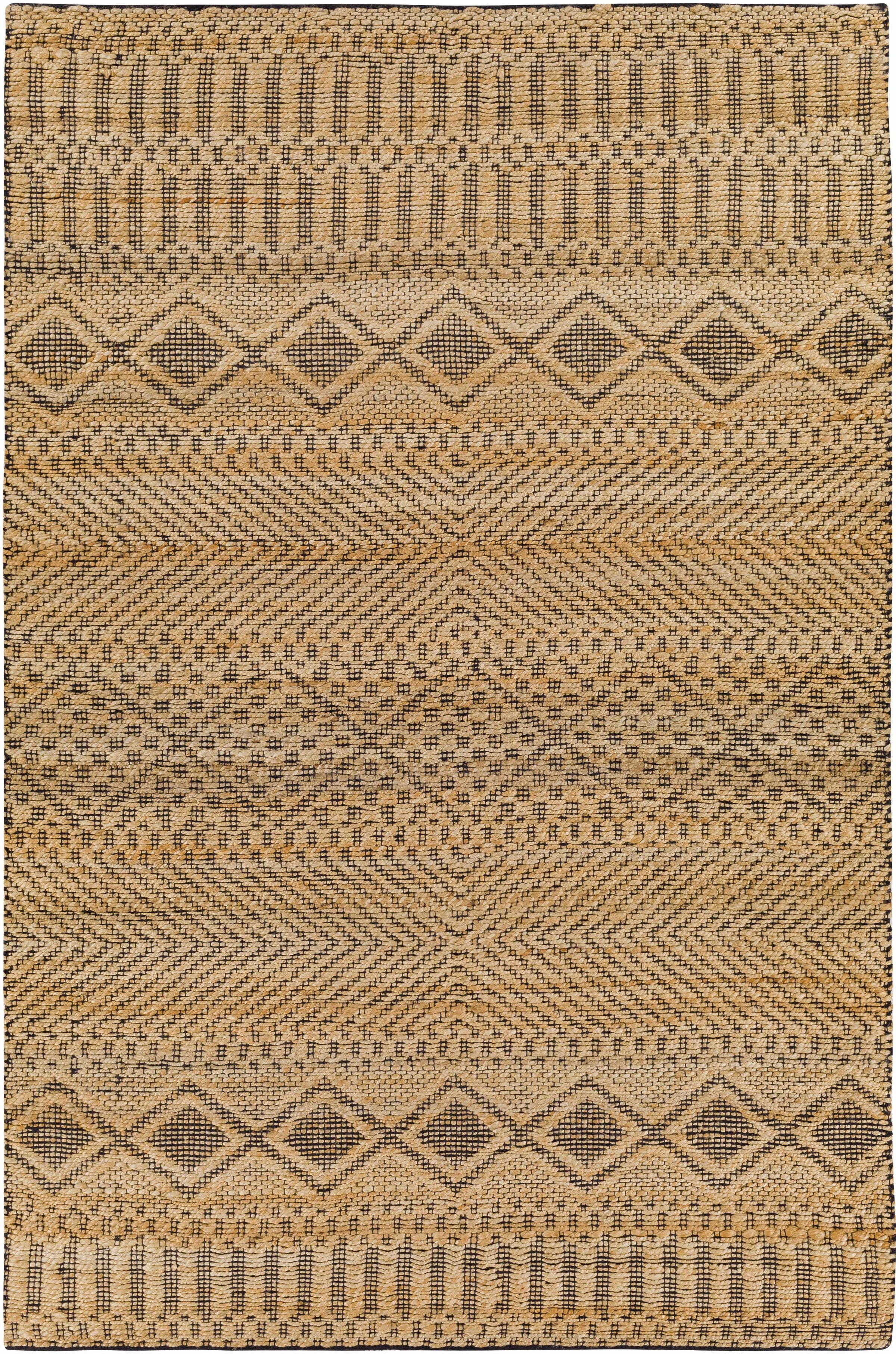 Tan Hand Woven 80% Jute, 20% Cotton Global Rectangle Handmade rug, Indoor use only, no fringe, non-washable. runner also available