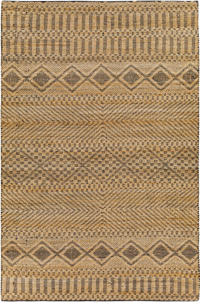 Tan Hand Woven 80% Jute, 20% Cotton Global Rectangle Handmade rug, Indoor use only, no fringe, non-washable. runner also available