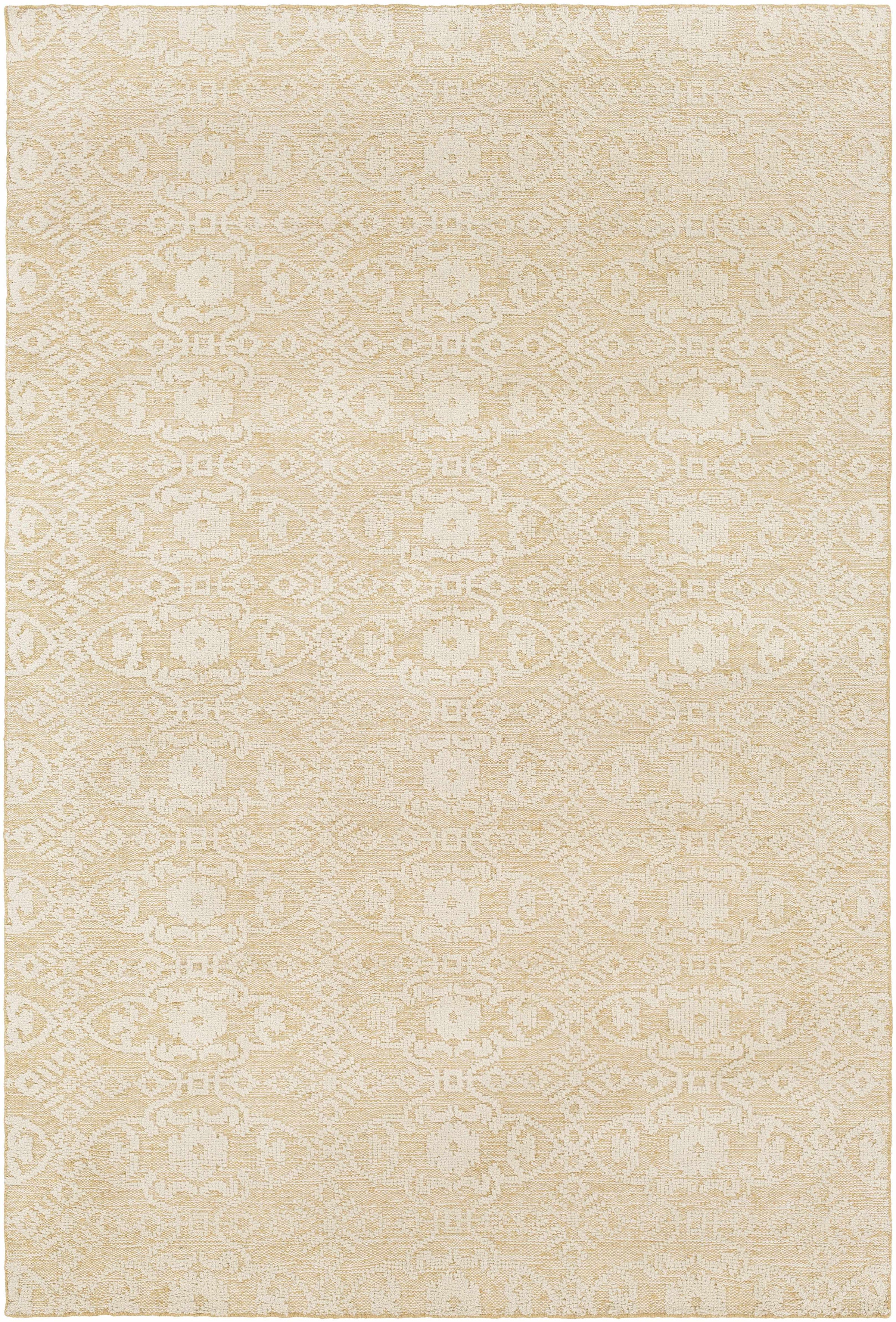 Wheat Hand Knotted 100% Wool Cottage Rectangle Handmade rug, Indoor use only, no fringe, non-washable.