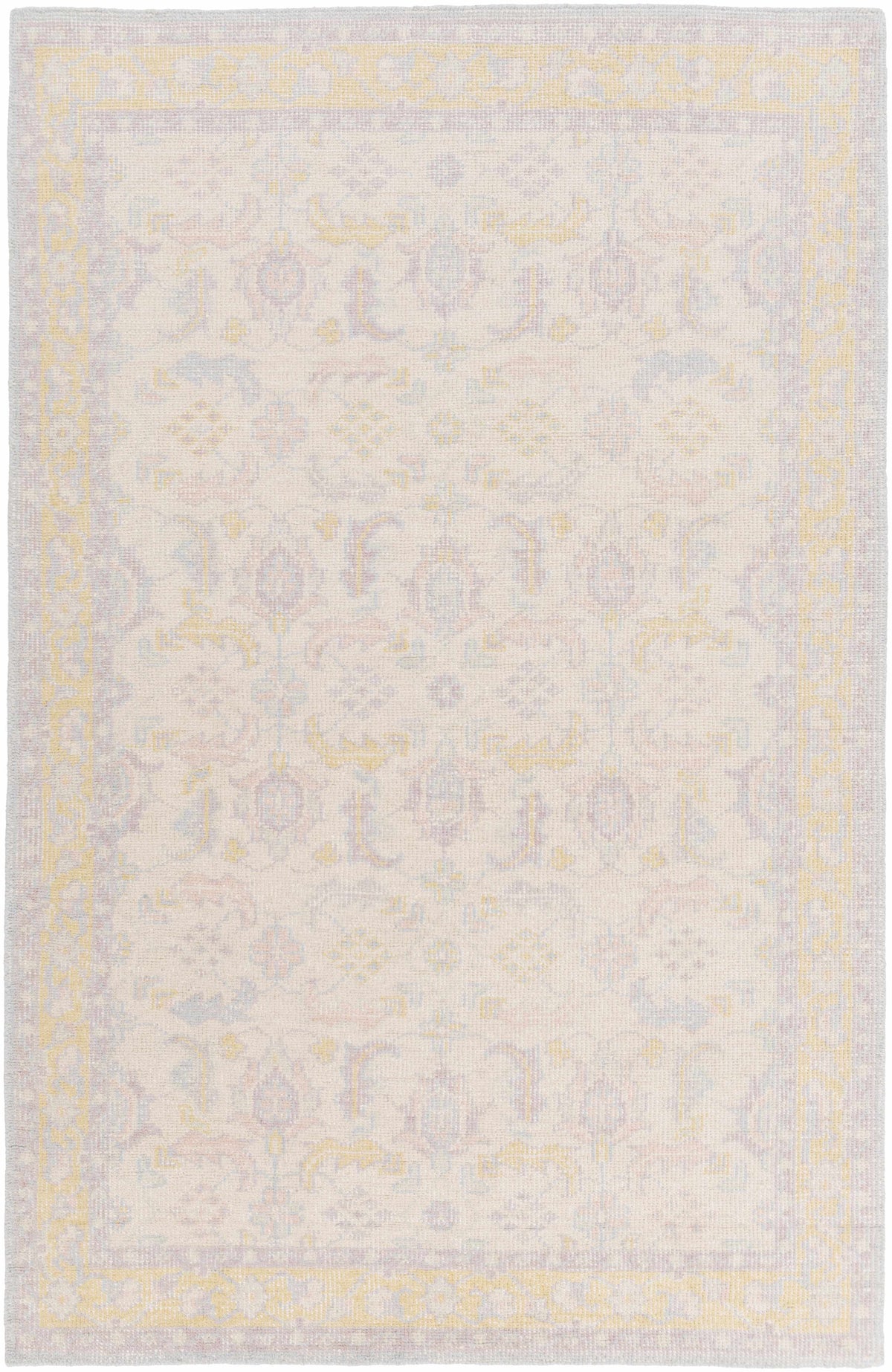 Light Beige Hand Knotted 100% NZ Wool Traditional Rectangle Handmade rug, Indoor use only, no fringe, non-washable.