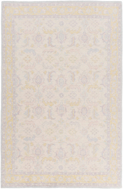 Light Beige Hand Knotted 100% NZ Wool Traditional Rectangle Handmade rug, Indoor use only, no fringe, non-washable.