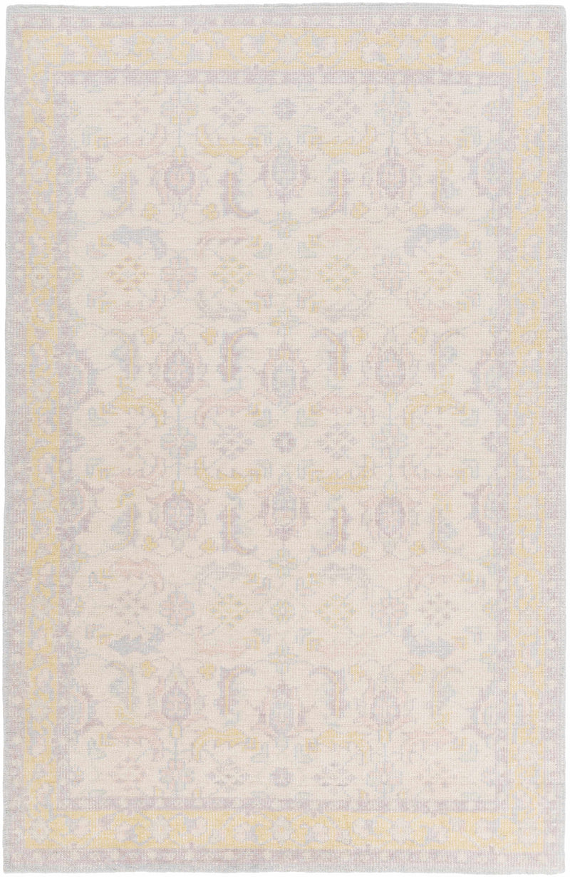 Light Beige Hand Knotted 100% NZ Wool Traditional Rectangle Handmade rug, Indoor use only, no fringe, non-washable.