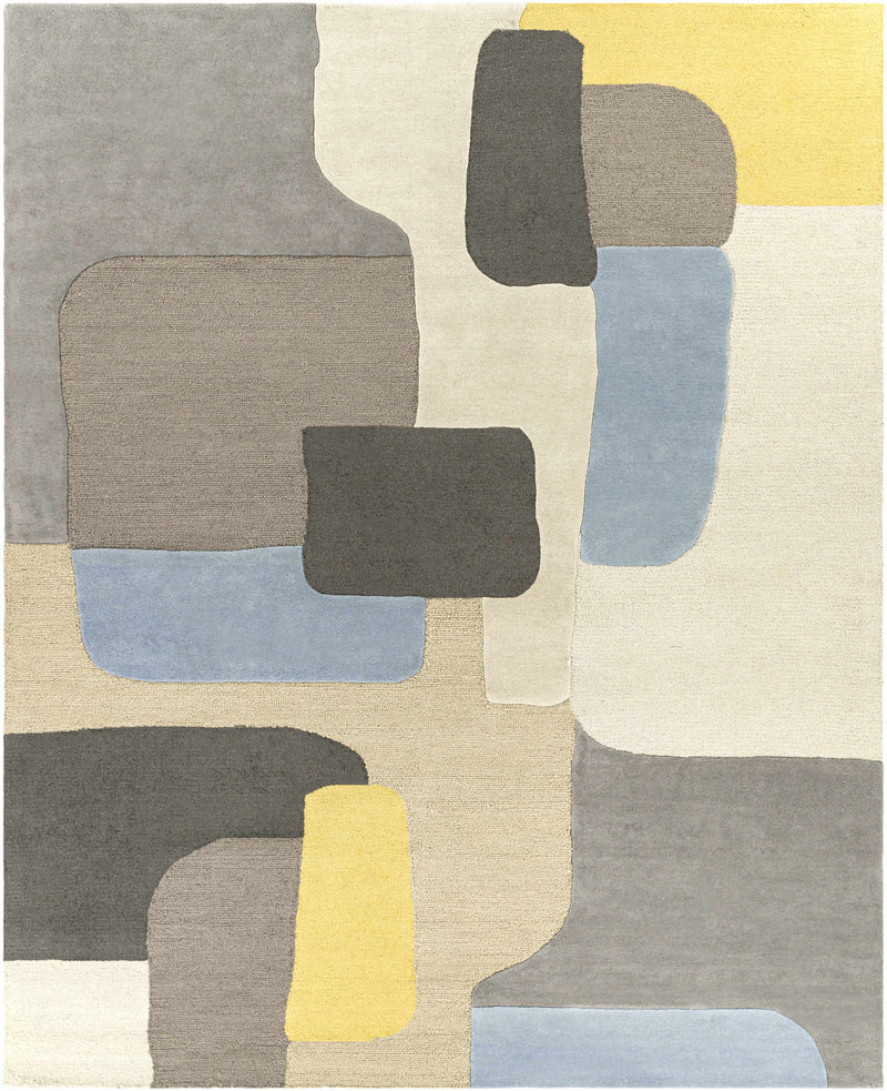 Yellow Hand Tufted 100% Wool Modern Rectangle Handmade rug, Indoor use only, no fringe, non-washable.