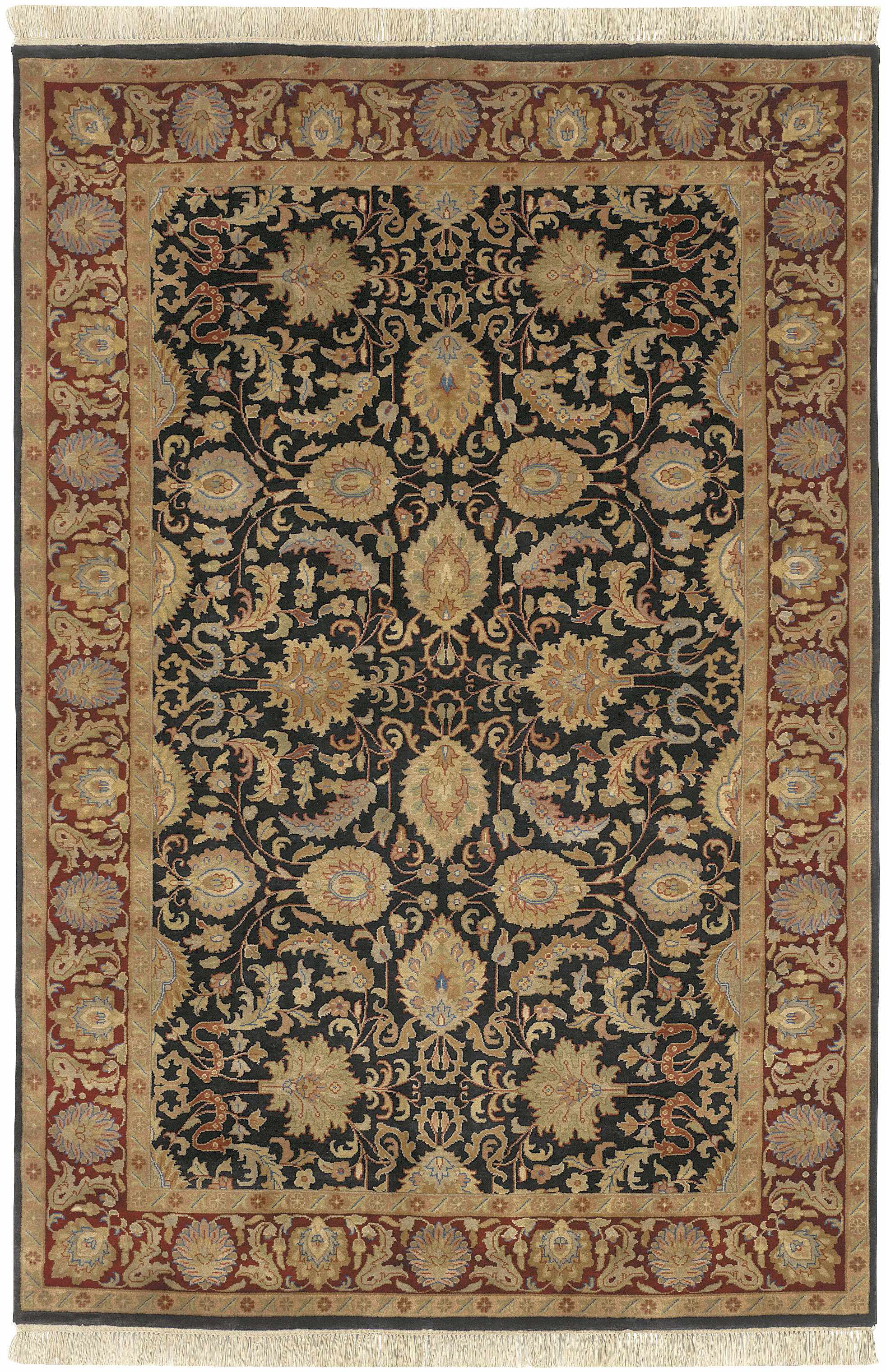 Black Hand Knotted 100% NZ Wool Traditional Rectangle Handmade rug, Indoor use only, no fringe, non-washable. round, square also available