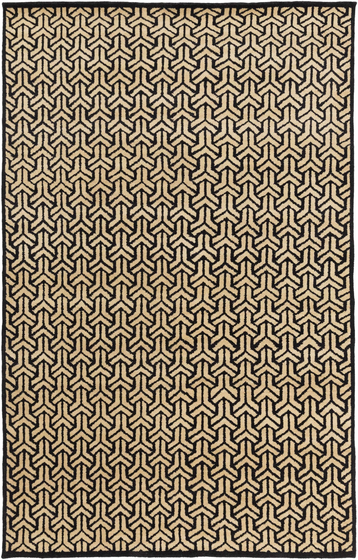 Black Hand Knotted 100% Viscose Cottage Rectangle Handmade rug, Indoor use only, no fringe, non-washable.