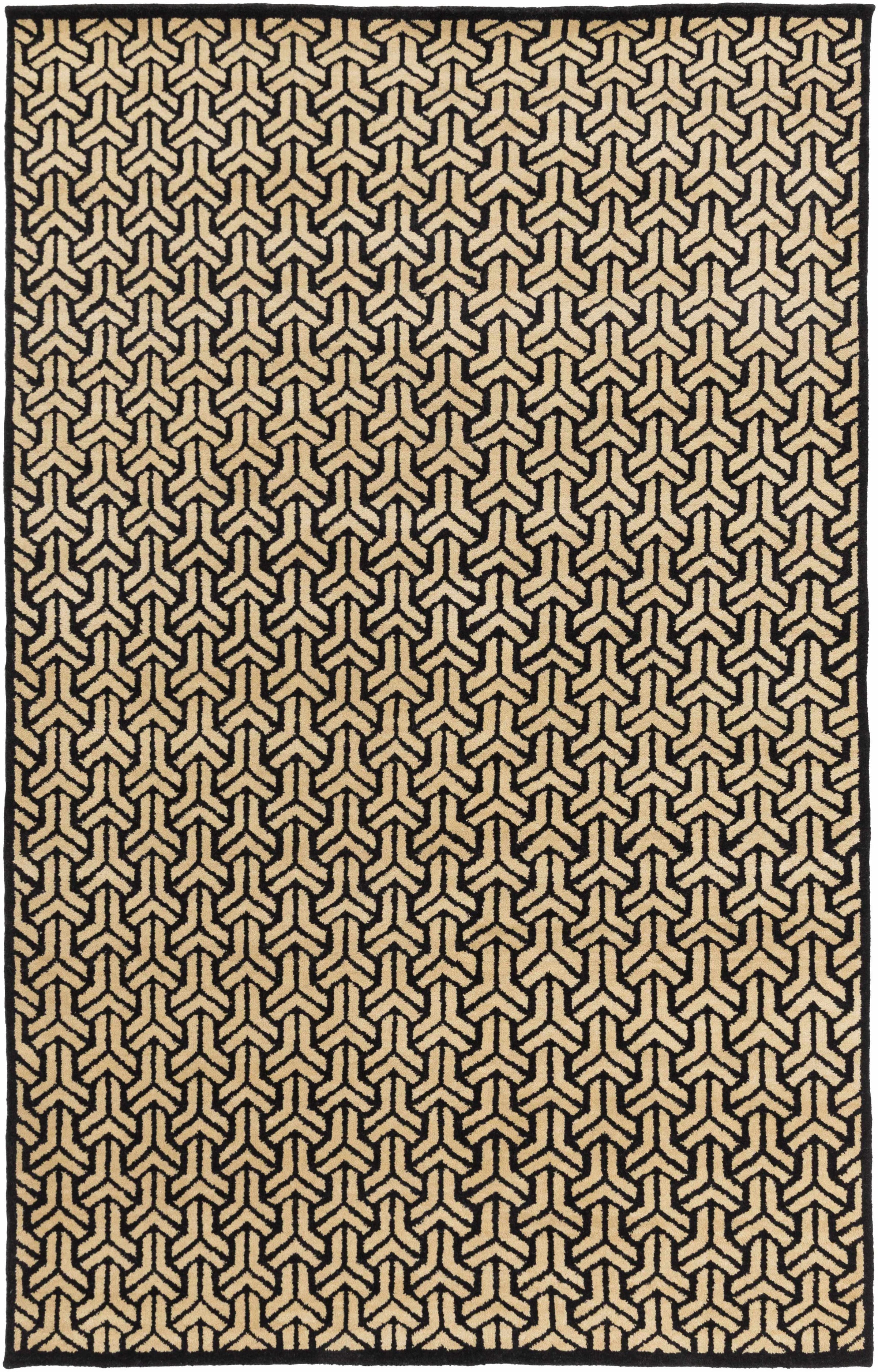 Black Hand Knotted 100% Viscose Cottage Rectangle Handmade rug, Indoor use only, no fringe, non-washable.